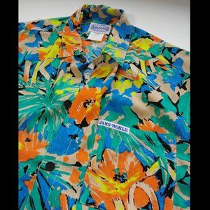 Jams World Vintage Hawaiian Shirt Bright popping colors aloha Waikiki USA - M